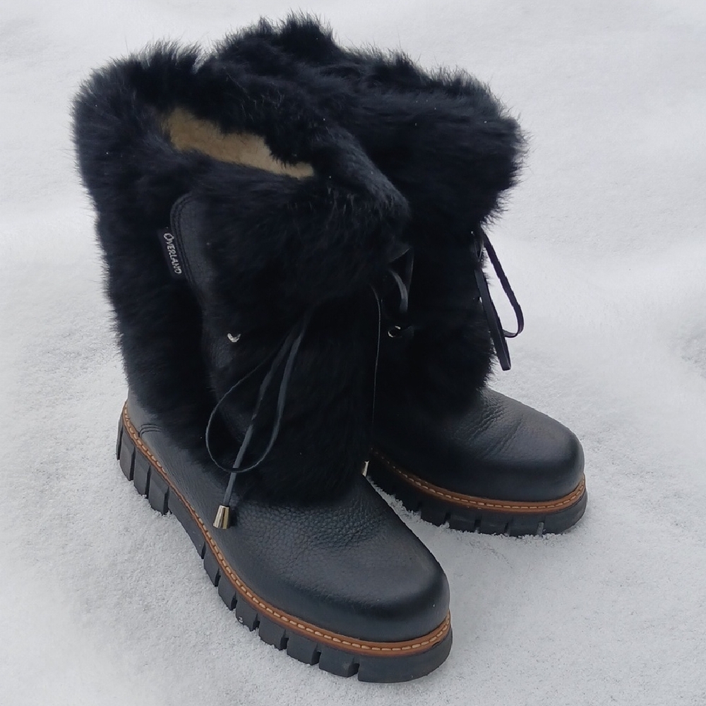 Gorgeous Black Iconic OVERLAND Leather /Fur / Shearling Boot Sz 38